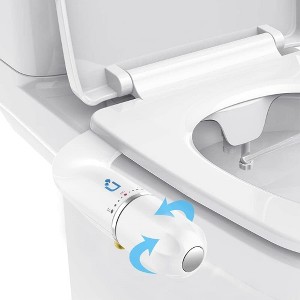 Swtroom Non-Electric Ultra-Slim Bidet Attachment for Toilet Dual Nozzle (Frontal & Rear Wash) with Adjustable Water Pressure White/Silver - 1 of 4