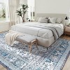 Washable Area Rug Non Slip Low Pile Living Room Rug Vintage Non-Shedding Floor Mat Oriental Floral Throw Rugs Indoor Soft Foldable - 2 of 4
