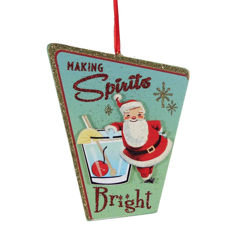 5.0 Inch Santa Mid Century Cocktail Cheers Tree Ornaments, 3 of 4