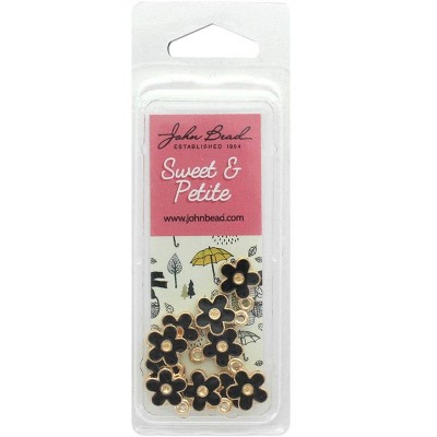 John Bead 10pcs Sweet & Petite Black Flower, Small Simple Charms