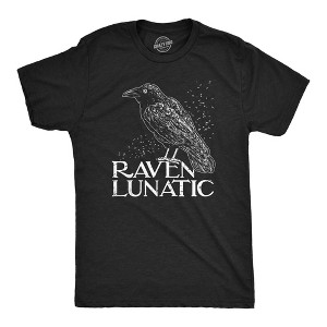 Mens Raven Lunatic T Shirt Funny Dark Crow Lovers Tee For Guys - Crazy Dog Men's T Shirt - 1 of 4