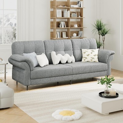 84 Inch Sofa with Rounded Curved Arms, with Removable Pillow Curved Armrests