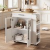 Rolling Wooden Kitchen Island with Drawer, Kitchen Cart with Storage Cabinet on Wheels, Thicker Wooden Top Trolley Island with 3 Spice Rack - 2 of 4