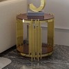 Dolonm Gold Round End Table - Modern 19.69" Stainless Steel Leg, 8mm Brown Tempered Glass Top, Adjustable Feet for Living Room - 3 of 4