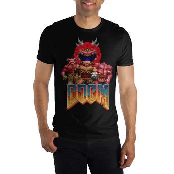 Doom Video Game Men's Vintage Black Crew Neck Print T-shirt