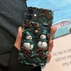 BONGEEK Case Compatible with iPhone 12,Scratch Resistant Hybrid 2-Layer Hard Shell Bright Phone Case,Christmas Retro Snowman Green Colorful - 4 of 4