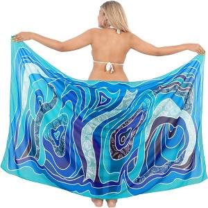 LA LEELA Women's Beachwear Sarong Coverups Bikini Skirt Swim Cover Up Summer Wraps Swimwear Beach Wrap Skirts for Women One Size Abstract, Royal Blue - 1 of 4