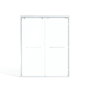 Lirago 56-60x76" Double Slider Glass Cabinet Door with Tempered Glass Aluminum Track Anti Derail Wheels Durable Frame Silver - 1 of 4