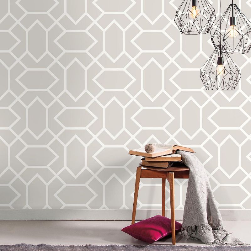 RoomMates Modern Geometric Peel and Stick Wallpaper Light Gray, 3 of 6