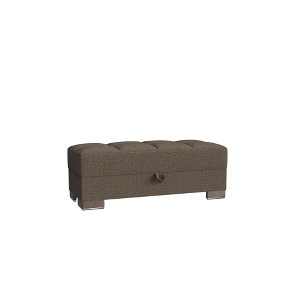 HomeRoots 50" Brown Upholstered Tufted Fabric Storage Ottoman - 1 of 4