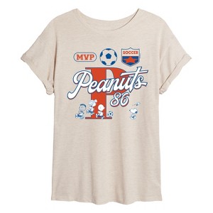 Women's - Peanuts - Soccer Jersey Oversized Graphic T-Shirt - 1 of 4