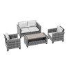 Sonkuki 4 Pieces Patio Conversation Set, Loveseat Sofa with Coffee Table, All-Weather PE Rattan Wicker Sofa - 2 of 4