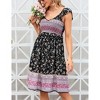 Coolmee Women's Summer Floral Dress V Neck Flutter Sleeve Bohemian Dress Casual Smocked Swing Mini Dress - 3 of 4