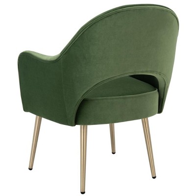 Luxurious Green Velvet Wood Accent Chair with Gold Metal Legs