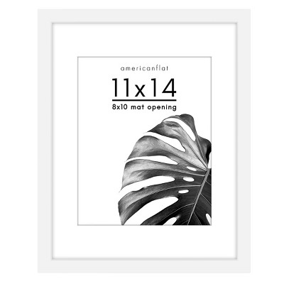  Americanflat 11x14 Picture Frame in Silver - Displays 8x10  With Mat and 11x14 Without Mat - Composite Wood with Polished Glass -  Horizontal and Vertical Formats for Wall