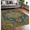 Blue Gray And Orange Wool Medallion Hand Tufted Area Rug - 2 of 4