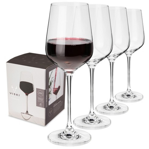 Viski Crystal Bordeaux Wine Glasses - Red Wine Glasses Set Of 4 - 21oz 