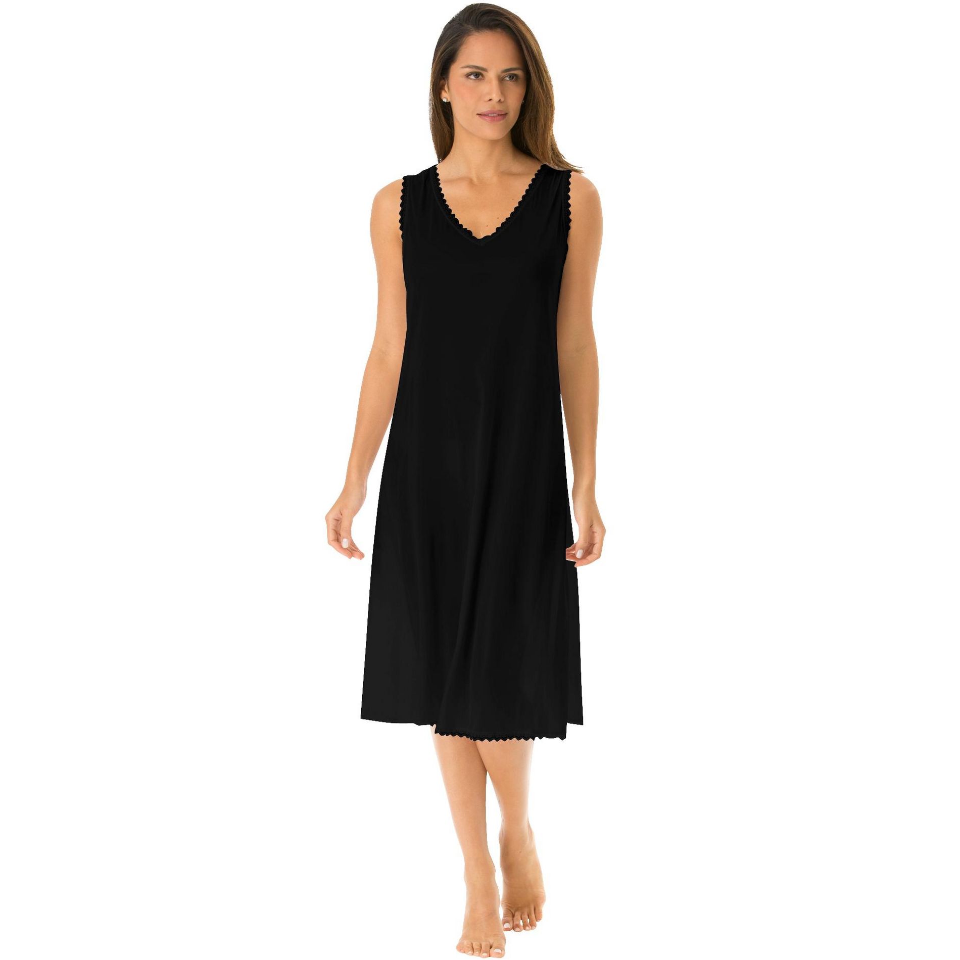 Comfort Choice Lace-Trim Slip - 18/20, Black