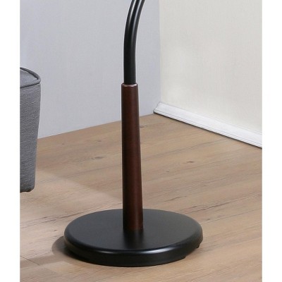 Arles Black and Walnut Metal Standing Coat Rack with Branch Design