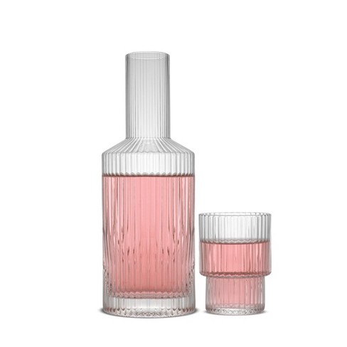 Clear Glass Bedside Carafe And Cup Set