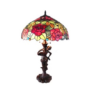 Chloe Lighting Peggy Tiffany-style 2 Light Roses Table Lamp 18 Inch Shade - 1 of 2