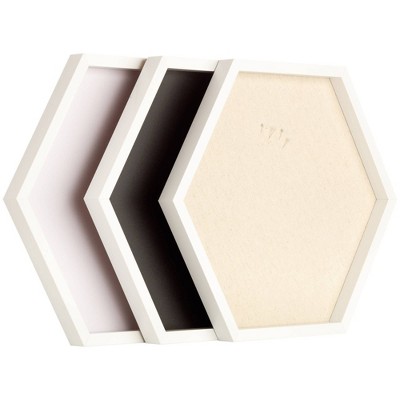 3pc Hexagon Dry Erase Chalkboard/Pinboard Wall Organizer Set White - Gallery Solutions