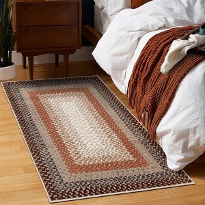 Modern Braided Print Area Rug Living Room Area Rug Farmhouse Soft Non-Slip Low Pile Carpet for Dining Room Home Office Nursery - 1 of 4