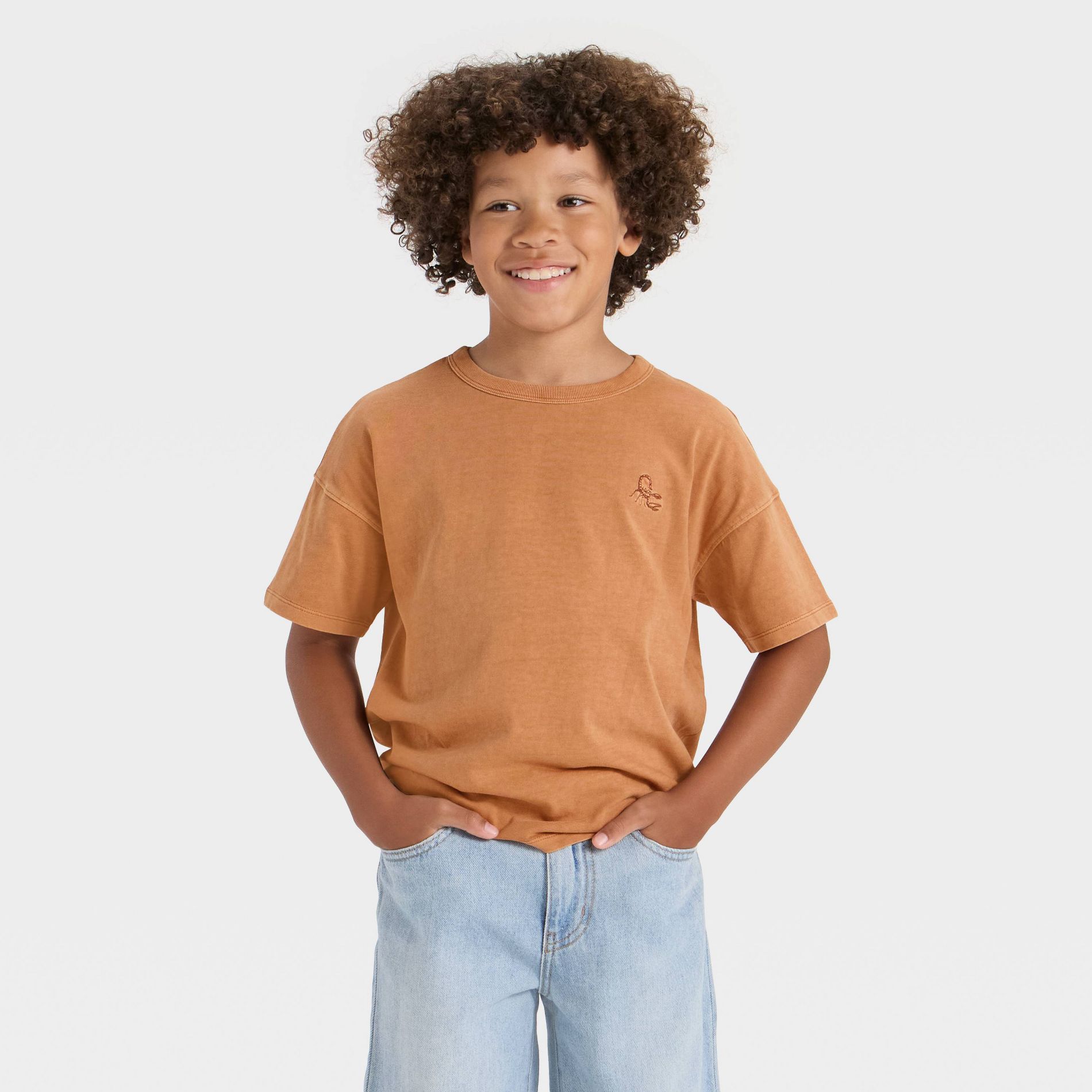 Boys' Short Sleeve Relaxed Oversized Fit T-Shirt - Cat & Jack™ Brown S