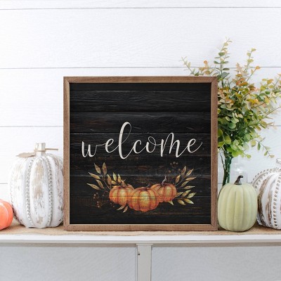 Kendrick Home Welcome Pumpkin Wall Art Black