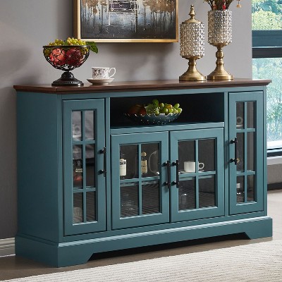 NicBex Buffet Cabinet with Storage 51.97" Modern Sideboard Cabinet Console TV Cabinet with Glass Doors and Adjustable Shelves for Living Room