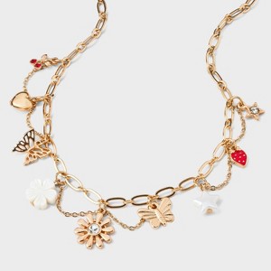 Butterfly, Shell Flower and Acrylic Star Charm Necklace - Wild Fable™ Gold - 1 of 4