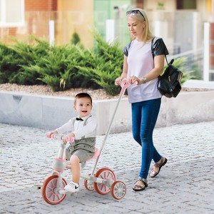 Infans 4 in 1 Kids Tricycles w/ Push Handle & Training Wheels Baby Balance Bike Pink - 1 of 4