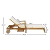 Christopher Knight Home Frank Ourdoor Adjustable Chaise Lounge With Cushion and Wheel, Teak/Cream - 3 of 4