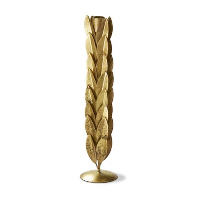 TAG Orla Large Taper Holder - Antique Gold Iron Candle Holder for Straight Candles - 12.5" H x 3" L x 3" W