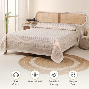 Mela Artisans Hand Printed Double Bed Sheet With 2 Pillow Covers | King Size - 1 of 4