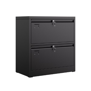 SUXXAN Metal Lateral File Cabinet, 30.24" H Lockable Files Cabinet, Ins Design Office Cabinet with 2 Drawers, Assembly Required,Black - 1 of 4