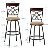 VECELO Bar Stools Adjustable Height Set of 2, 24/29" Swivel Counter Stools with Upholstered Seat, Steel Bistro Pub Chairs - 3 of 4