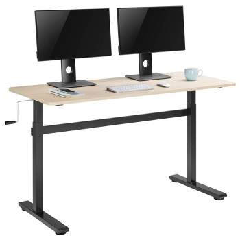 Tranzendesk Standing Desk – 55" Manual Height Adjustable Workstation – Maple – Stand Steady