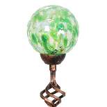 31" Solar Pearlized Glass Honeycomb Finial Resin Garden Stakes Green - Exhart
