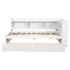 CAVINAS Full Size Bed Modern Pine Bed Frame with 2 Storage Drawers and L-Shaped Bookcases for Bedroom - 4 of 4