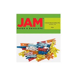 JAM Paper Wood Clip Small Wood Clothespins Assorted Colors 40/Pack (230734407) - 1 of 4