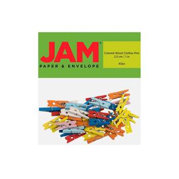 JAM Paper Wood Clip Small Wood Clothespins Assorted Colors 40/Pack (230734407)