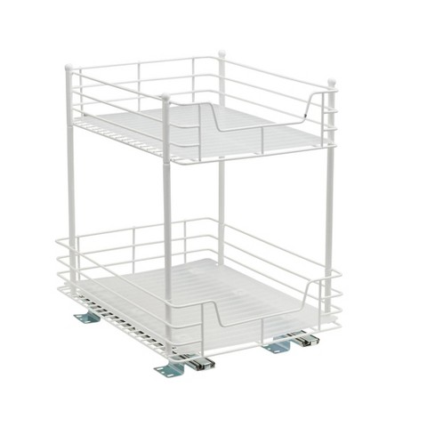 Household Essentials 12" 2-Tier Pantry Organizer White: Steel Kitchen Cabinet Storage, Spot Clean, 1-Year Warranty
