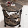 Round/Square End Table with Storage Shelves, 3-Tier Farmhouse Side Table with Metal Legs, Rustic Accent Table for Living Room or Bedroom - 2 of 4
