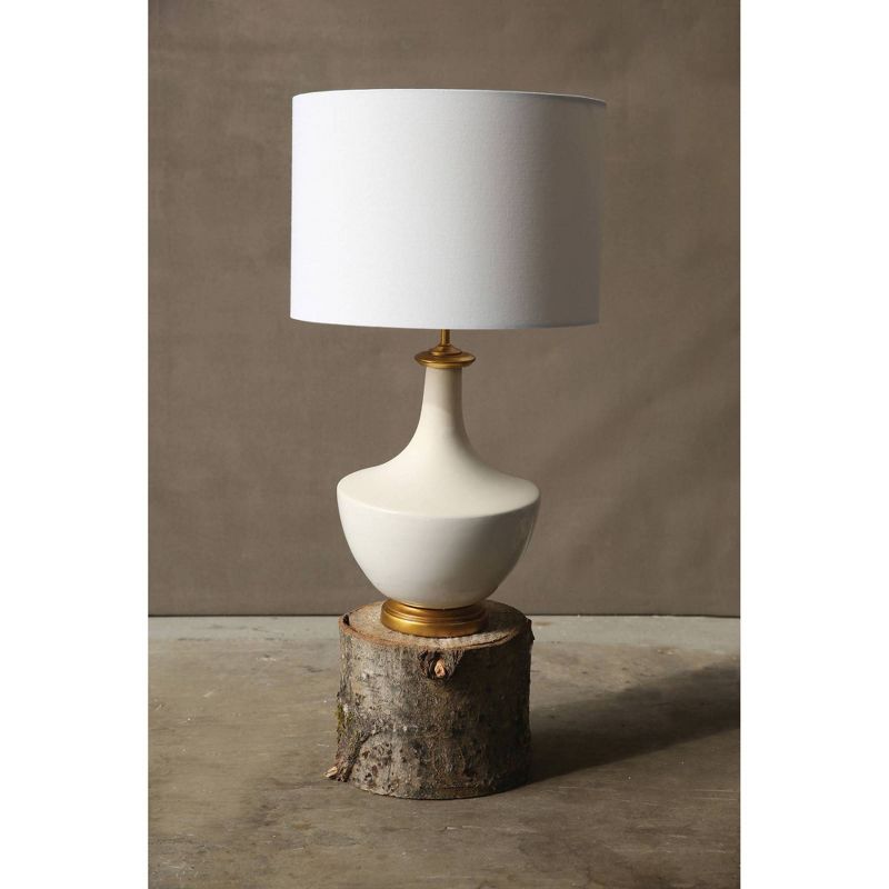 Ceramic Table Lamp with Linen Shade Cream - Storied Home, 3 of 14