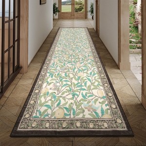 Washable Modern Tree Leaves Printed Rug Non Slip Low Pile Rug Soft Throw Floor Cover Foldable Indoor Carpet for Living Room Bedroom Playroom Nursery - 1 of 4