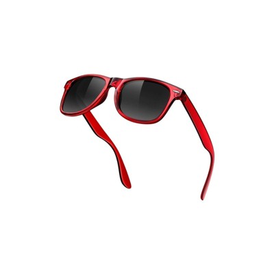 Attop Polarized Sunglasses Retro Square Design Sunglasses UV400 Fashion, Red Color Frame, Black Lens