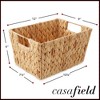 Casafield Set of 4 Water Hyacinth Storage Baskets with Handles, 12" x 9" x 6" Rectangular Storage Bins for Shelves, Blankets, Laundry Organization - 4 of 4