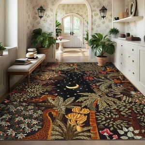 Jungle Rug Washable Area Rugs for Living Room Bedroom Soft Forest Animals Print Rugs - 1 of 4