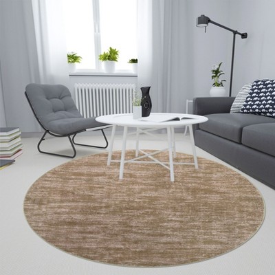 Solid Modern Washable Low Pile Area Rug with Rubber Backing